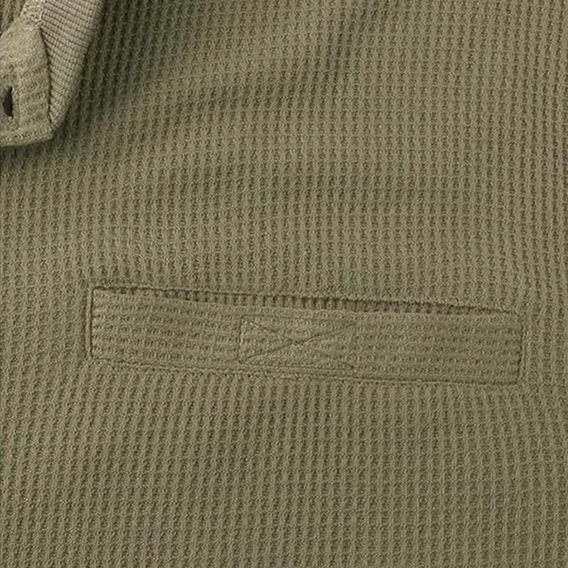 Men's Solid Color Waffle Henley Collar Long Sleeve T-shirt 36264827Z sold by Manly product image thumbnail 3