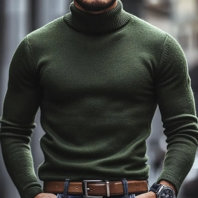 Men's Vintage Solid Color Turtleneck Slim Fit Knit Sweater 05784919M sold by Manly product image thumbnail 3