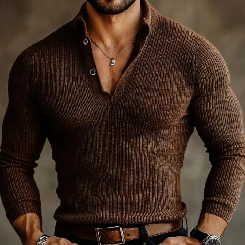 Men's Vintage V-neck Solid Color Slim Fit Knit Sweater 61688811M sold by Manly product image thumbnail 3