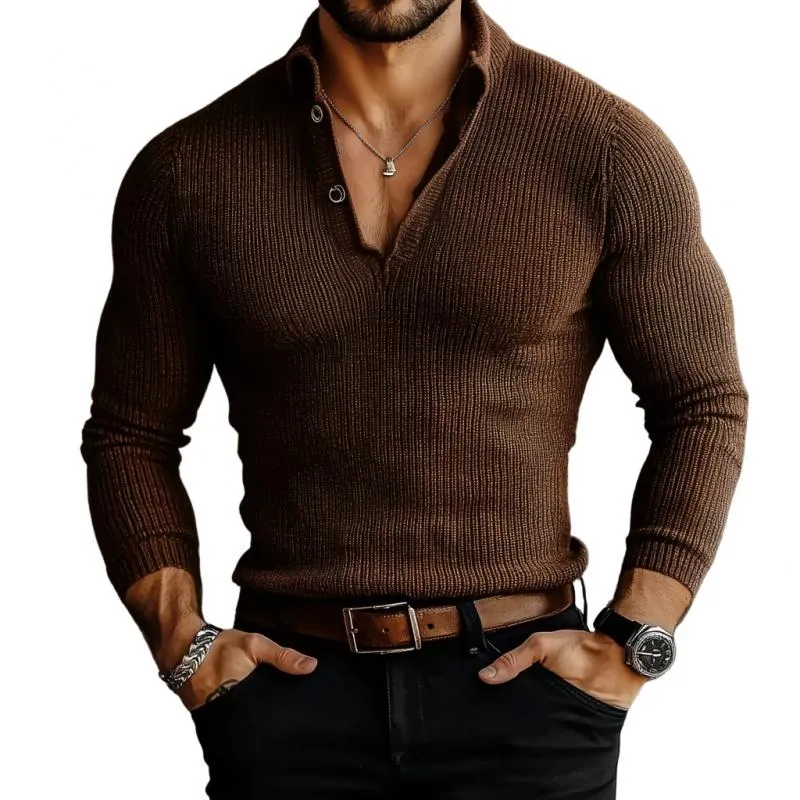 Men's Vintage V-neck Solid Color Slim Fit Knit Sweater 61688811M sold by Manly