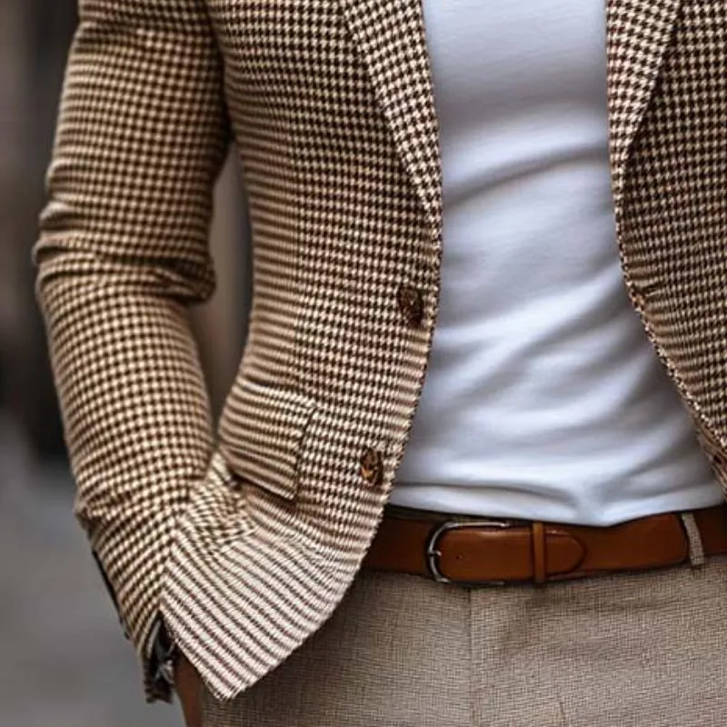 Men's Casual Single-breasted Houndstooth Slim-fit Blazer 20255217K sold by Manly product image thumbnail 4