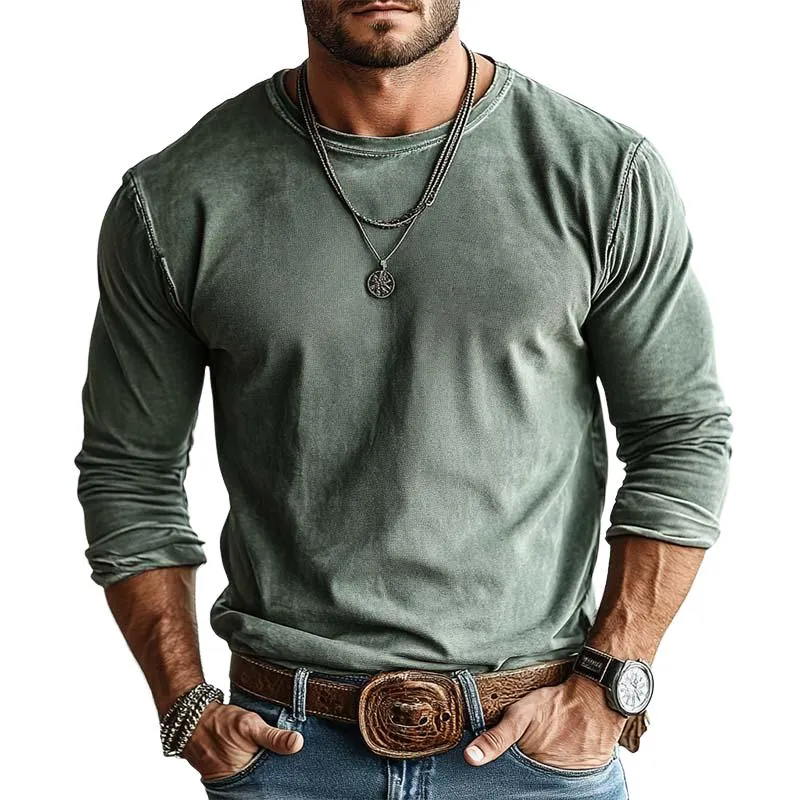 Men's Casual Basic Round Neck Slim Long Sleeve T-shirt 93911894K sold by Manly