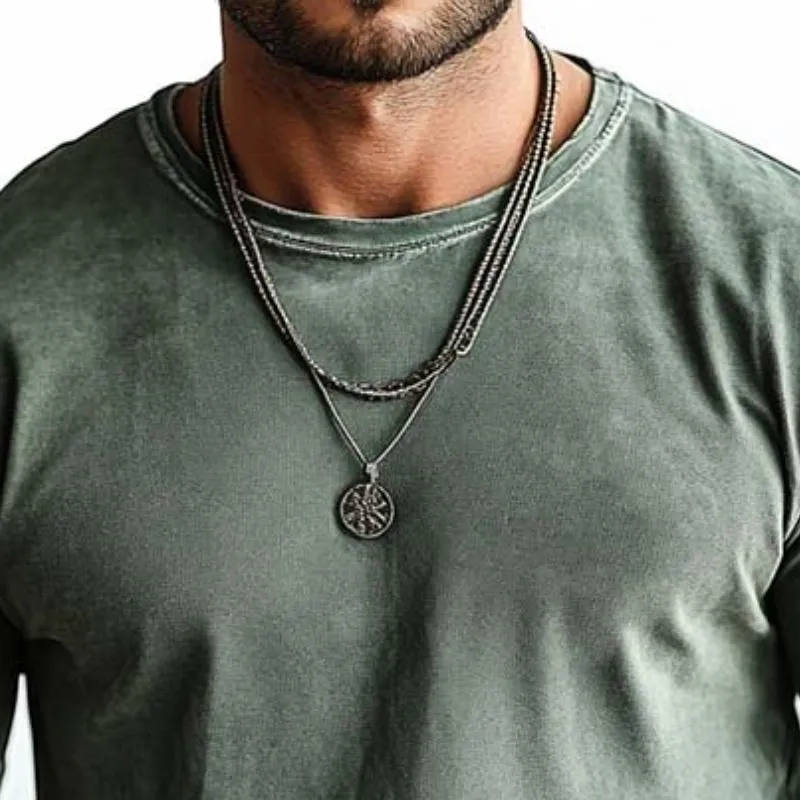 Men's Casual Basic Round Neck Slim Long Sleeve T-shirt 93911894K sold by Manly product image thumbnail 3