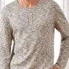 Men's Casual Henley Collar Textured Fabric Long Sleeve T-Shirt 96459502F sold by Manly