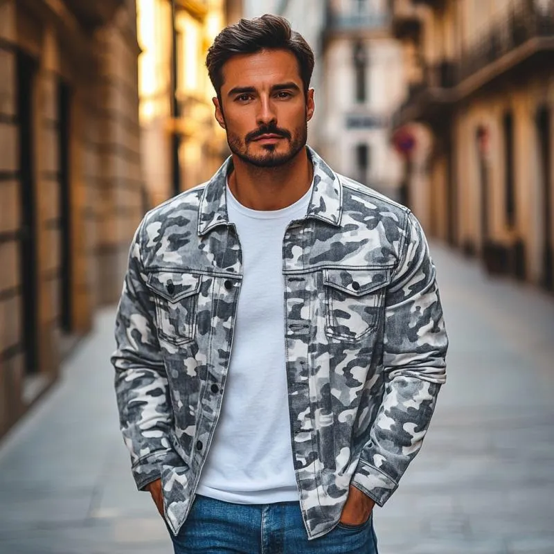 Men's Casual Outdoor Camouflage Lapel Loose Shirt Jacket 16331090M sold by Manly product image thumbnail 3