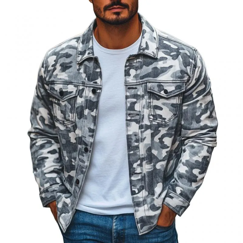 Men's Casual Outdoor Camouflage Lapel Loose Shirt Jacket 16331090M sold by Manly