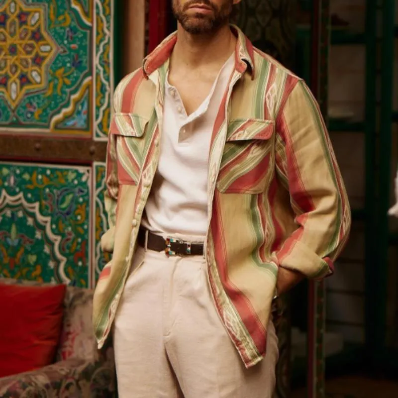 Men's Classic Trendy Denim Stripe Print Long Sleeve Shirt 53458776K sold by Manly product image thumbnail 2