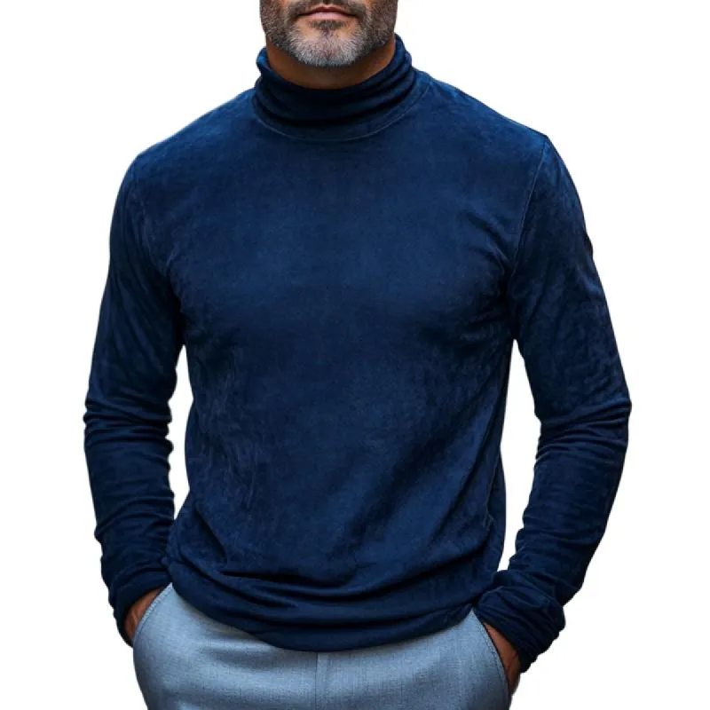 Men's Casual Turtleneck Suede Long Sleeve T-Shirt 11314640F sold by Manly