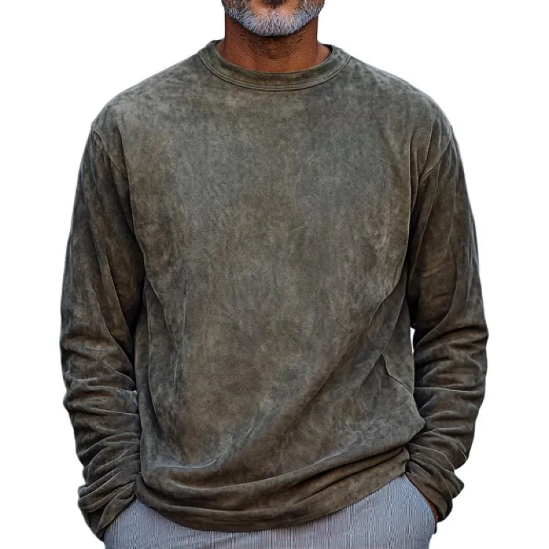 Men's Loose Round Neck Long Sleeve Casual T-Shirt 04353732F sold by Manly