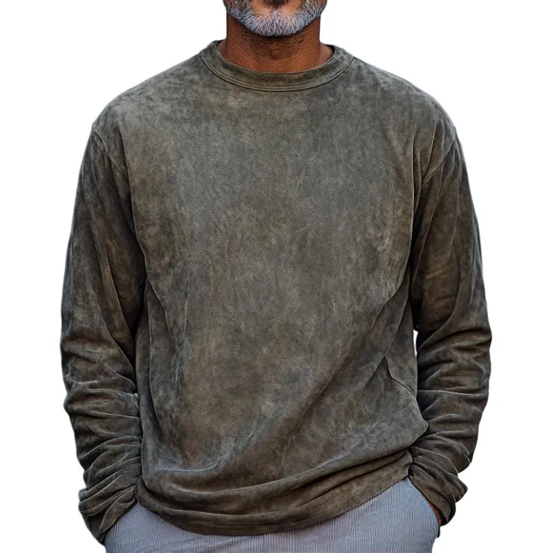 Men's Loose Round Neck Long Sleeve Casual T-Shirt 04353732F sold by Manly
