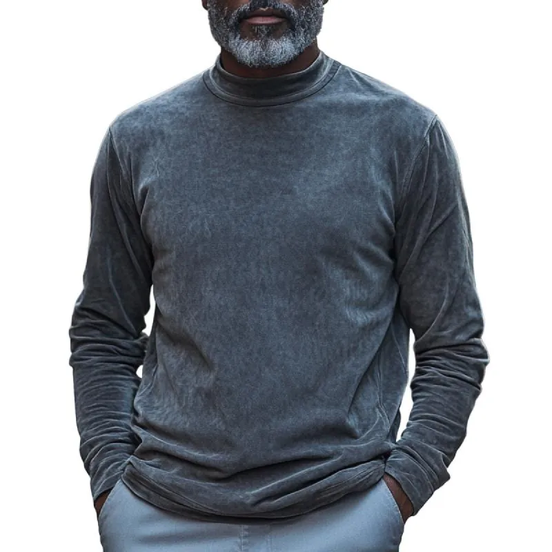 Men's Turtleneck Suede Long Sleeve T-Shirt 24602555F sold by Manly