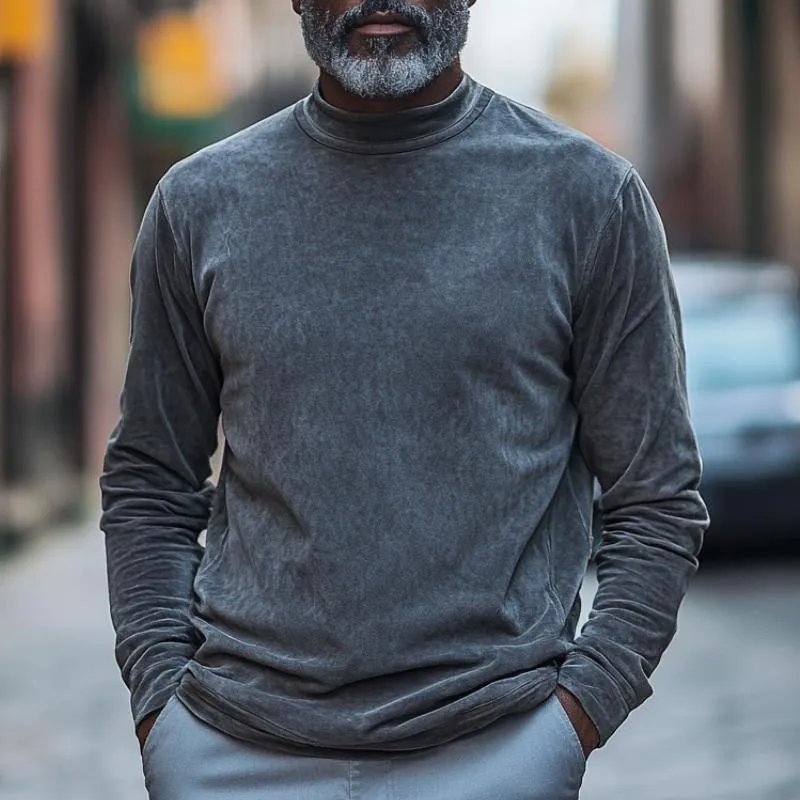 Men's Turtleneck Suede Long Sleeve T-Shirt 24602555F sold by Manly product image thumbnail 2