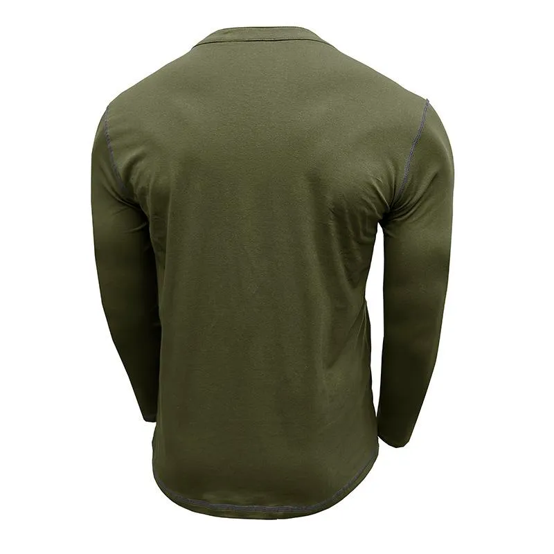 Men's Solid Color Henley Collar Long Sleeve T-shirt 98124567Z sold by Manly product image thumbnail 3