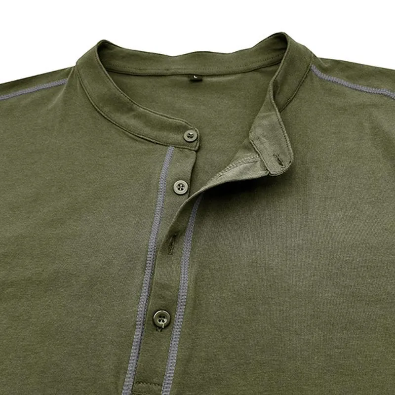 Men's Solid Color Henley Collar Long Sleeve T-shirt 98124567Z sold by Manly product image thumbnail 4