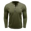 Men's Solid Color Henley Collar Long Sleeve T-shirt 98124567Z sold by Manly