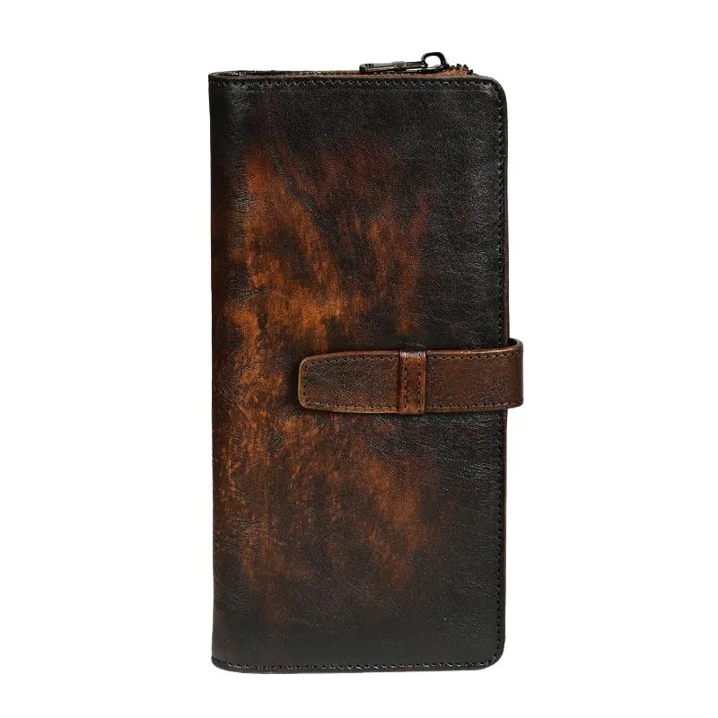 Men's Genuine Leather Vintage Distressed Multi-card Slot Long Wallet 92539196U sold by Manly