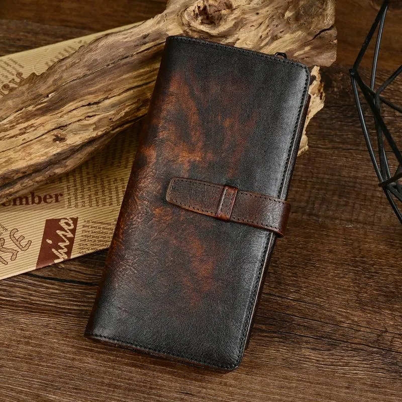 Men's Genuine Leather Vintage Distressed Multi-card Slot Long Wallet 92539196U sold by Manly product image thumbnail 3