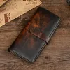 Men's Genuine Leather Vintage Distressed Multi-card Slot Long Wallet 92539196U sold by Manly