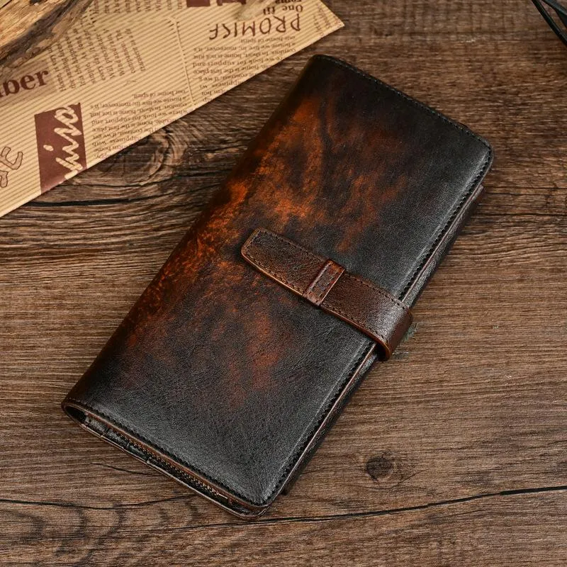 Men's Genuine Leather Vintage Distressed Multi-card Slot Long Wallet 92539196U sold by Manly product image thumbnail 4