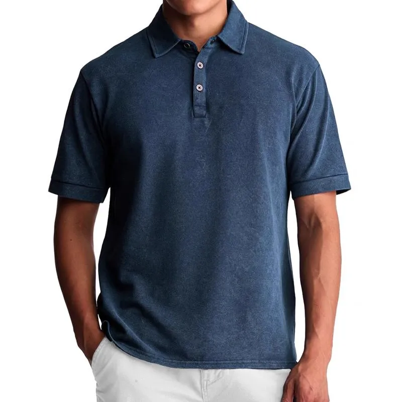 Men's Solid Color Loose Lapel Short Sleeve Polo Shirt 34314184Z sold by Manly