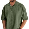 Men's Solid Color Lapel Short Sleeve Loose Polo Shirt 43528952Z sold by Manly