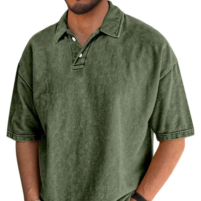 Men's Solid Color Lapel Short Sleeve Loose Polo Shirt 43528952Z sold by Manly product image thumbnail 2
