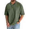 Men's Solid Color Lapel Short Sleeve Loose Polo Shirt 43528952Z sold by Manly