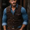 Men's Vintage V-Neck Suede Vest 82992507U sold by Manly