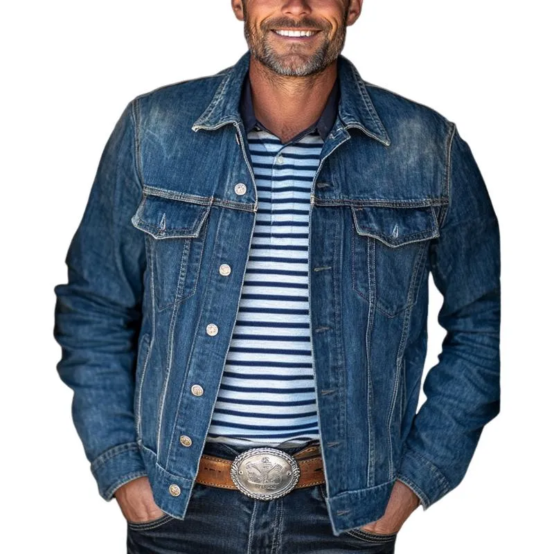 Men's Washed Distressed Denim Jacket 30310867U sold by Manly