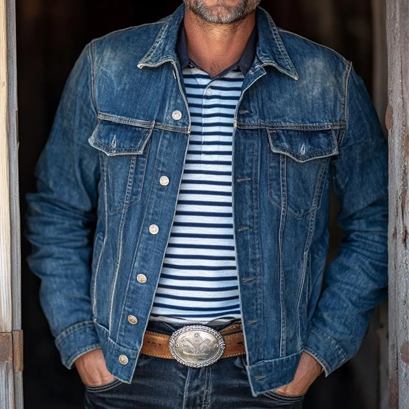 Men's Washed Distressed Denim Jacket 30310867U sold by Manly product image thumbnail 2