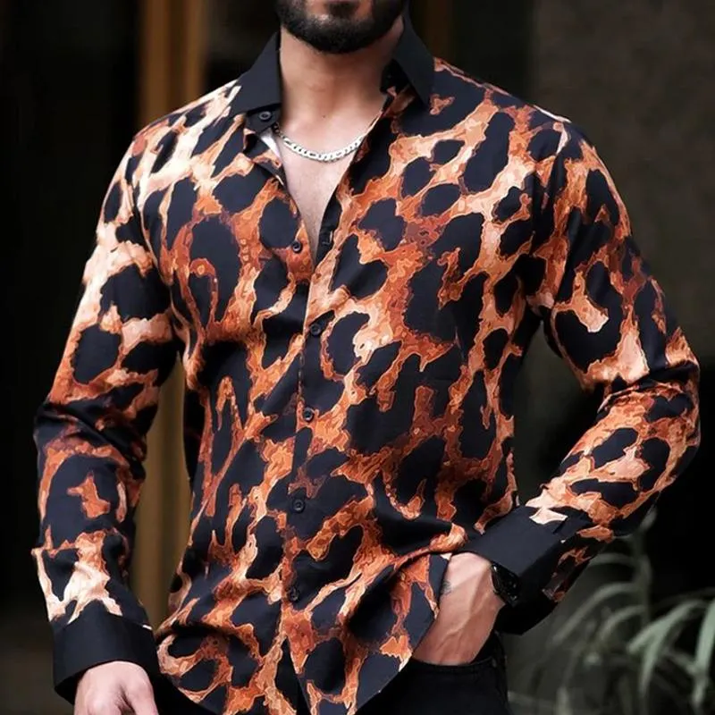Men's Leopard Print Casual Long Sleeve Shirt 84000965U sold by Manly product image thumbnail 2