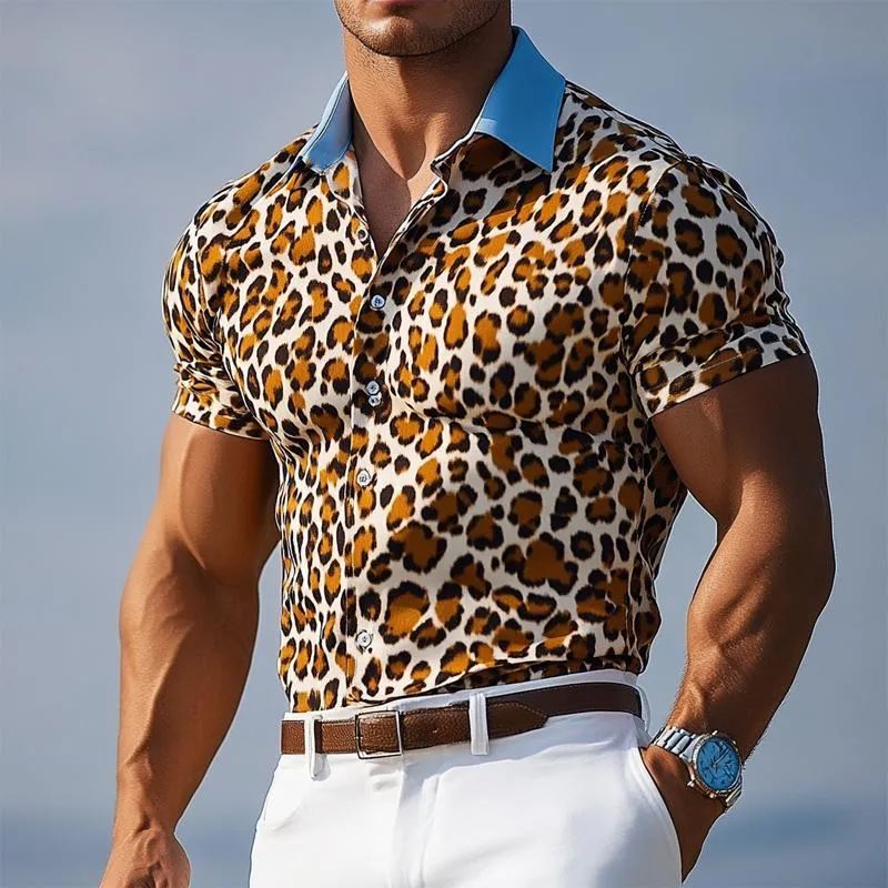 Men's Leopard Print Short Sleeve Shirt 04237052U sold by Manly product image thumbnail 2