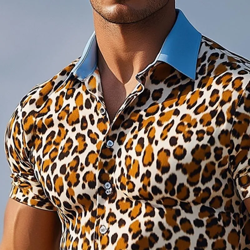 Men's Leopard Print Short Sleeve Shirt 04237052U sold by Manly product image thumbnail 4