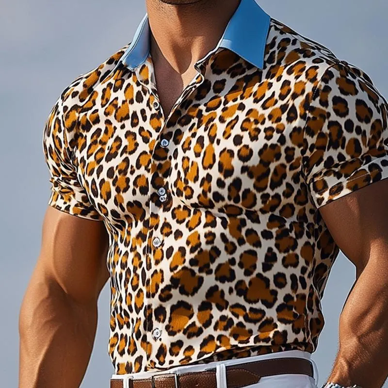 Men's Leopard Print Short Sleeve Shirt 04237052U sold by Manly product image thumbnail 3