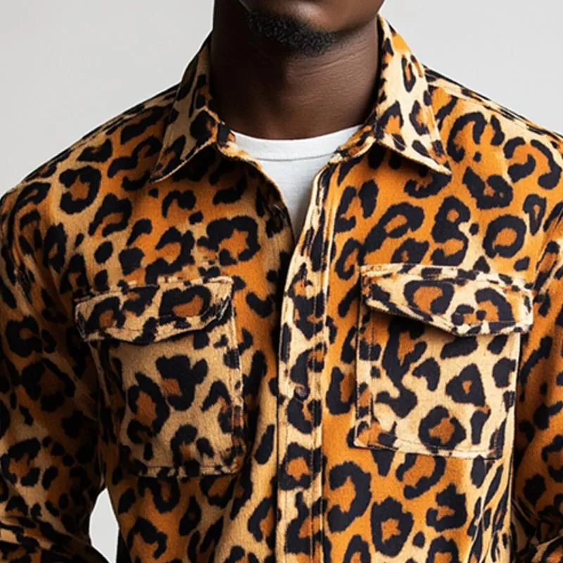 Men's Vintage Leopard Print Long Sleeve Shirt 68413180U sold by Manly product image thumbnail 3
