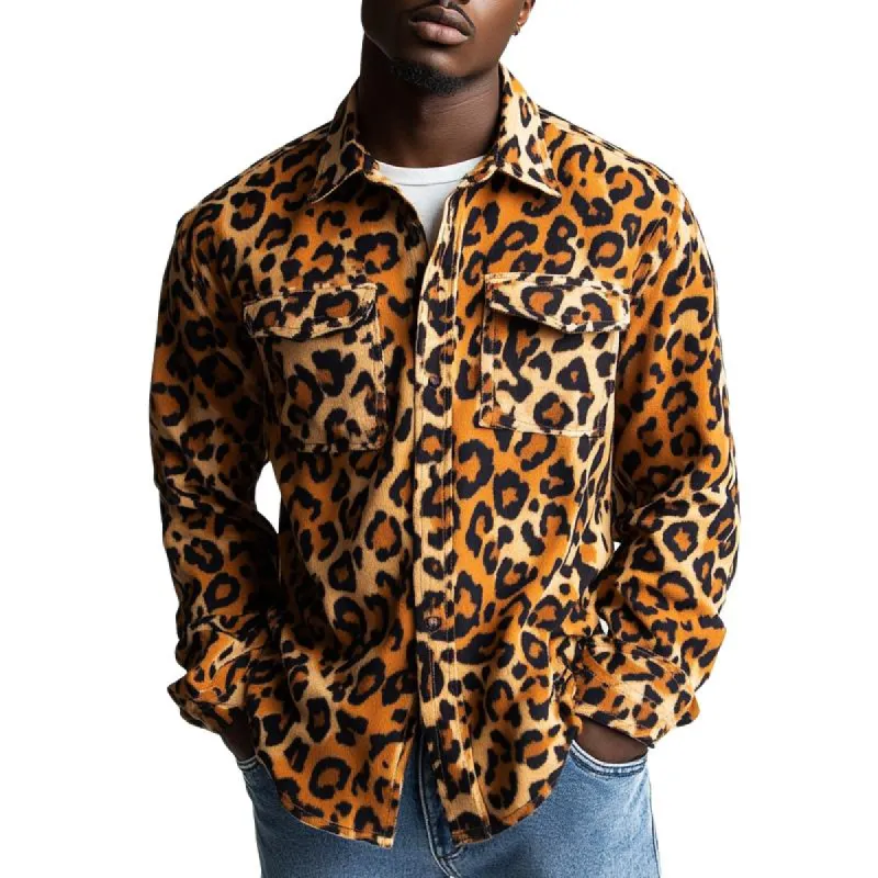 Men's Vintage Leopard Print Long Sleeve Shirt 68413180U sold by Manly