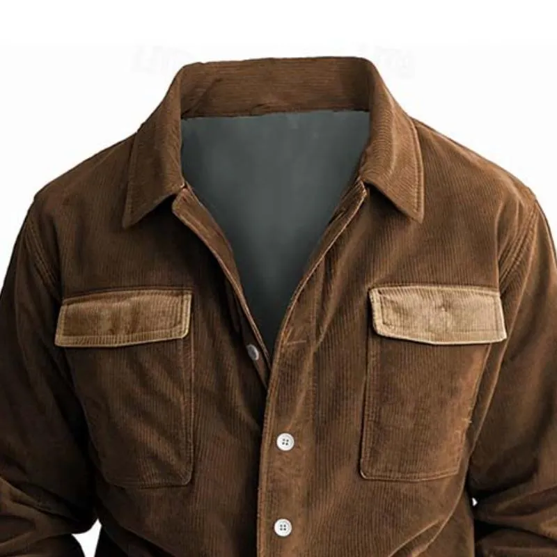 Men's Casual Multi-pocket Colorblock Corduroy Long-sleeved Shirt 29358237K sold by Manly product image thumbnail 2