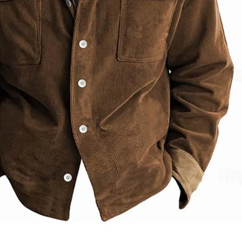Men's Casual Multi-pocket Colorblock Corduroy Long-sleeved Shirt 29358237K sold by Manly product image thumbnail 3