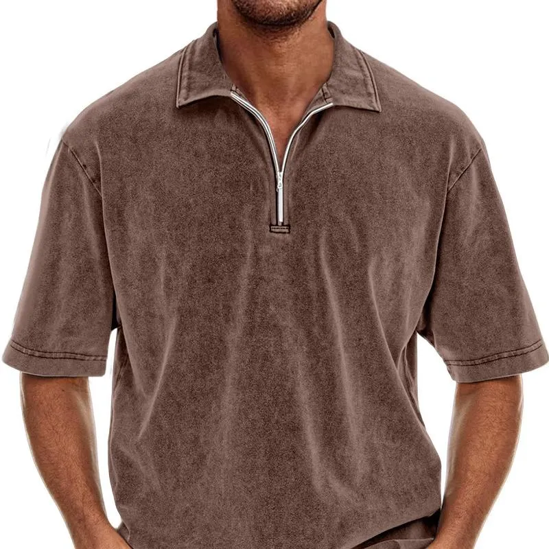 Men's Solid Color Lapel Short Sleeve Loose Polo Shirt 49529922Z sold by Manly product image thumbnail 2