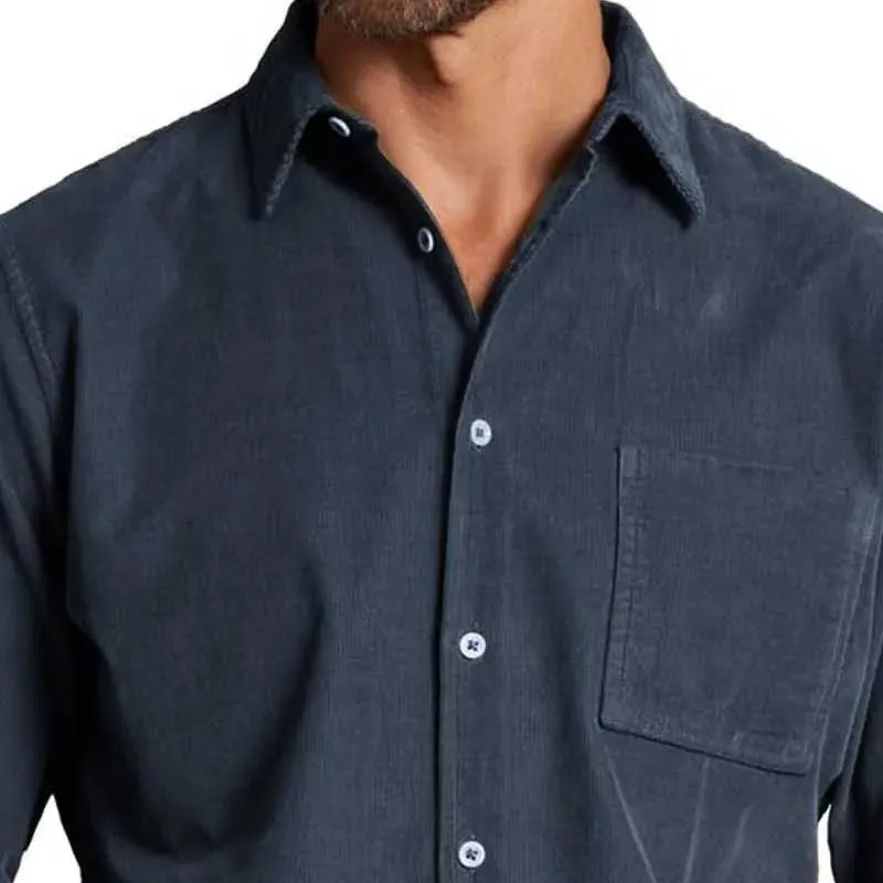 Men's Solid Color Corduroy Lapel Long Sleeve Shirt 34934716Z sold by Manly product image thumbnail 2