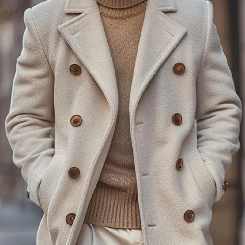 Men's Solid Color Polar Fleece Double-Breasted Coat 35312477X sold by Manly product image thumbnail 3