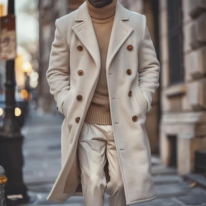 Men's Solid Color Polar Fleece Double-Breasted Coat 35312477X sold by Manly product image thumbnail 2