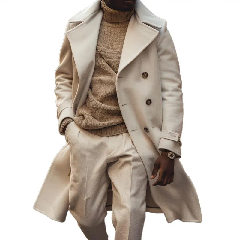 Men's Solid Color Single Breasted Long Coat 92940822X sold by Manly