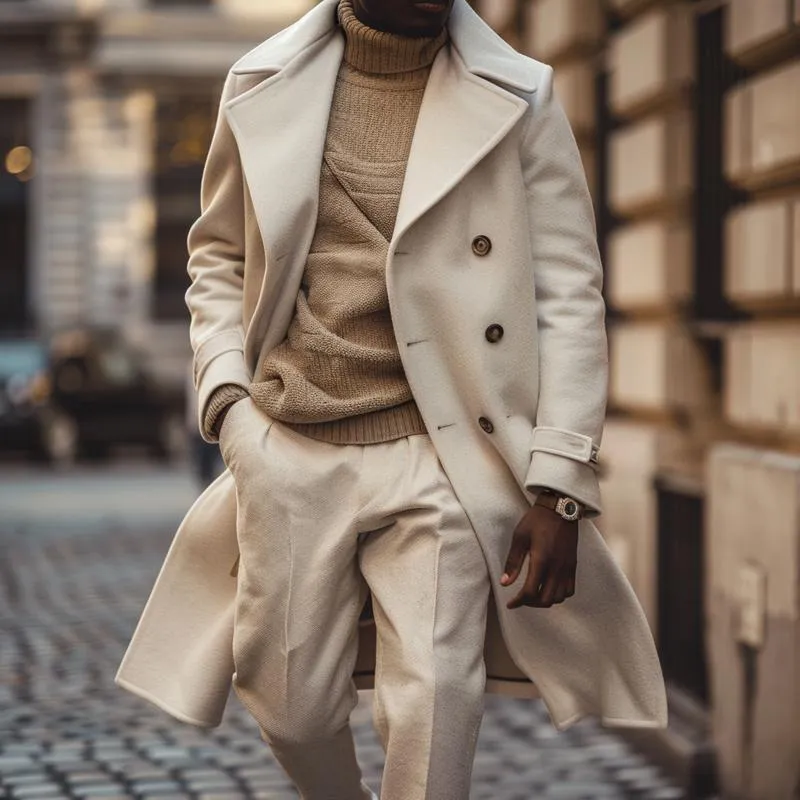 Men's Solid Color Single Breasted Long Coat 92940822X sold by Manly product image thumbnail 2