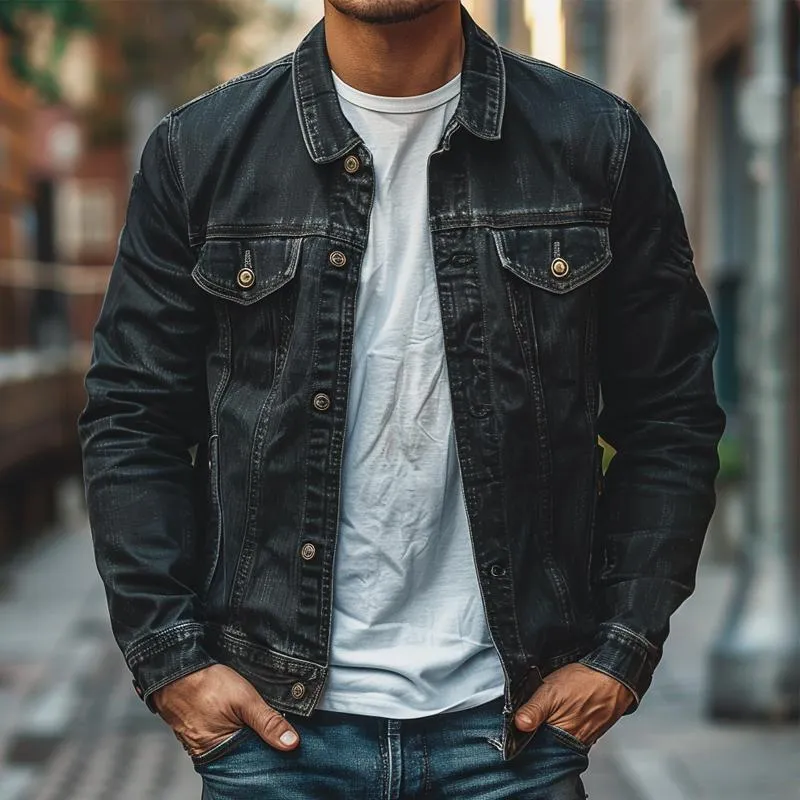 Men's Vintage Washed Denim Jacket 99400322X sold by Manly product image thumbnail 2