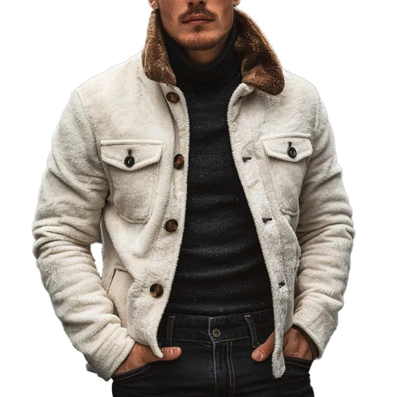 Men's Color Block Polar Fleece Single Breasted Jacket 79844535X sold by Manly