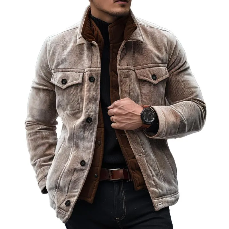 Men's Solid Corduroy Lapel Jacket 27413937X sold by Manly