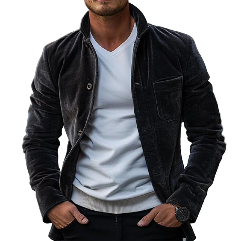 Men's Solid Velvet Vintage Lapel Jacket 87472681X sold by Manly