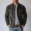 Men's Vintage Suede Single Breasted Stand Collar Jacket 65731063Y sold by Manly