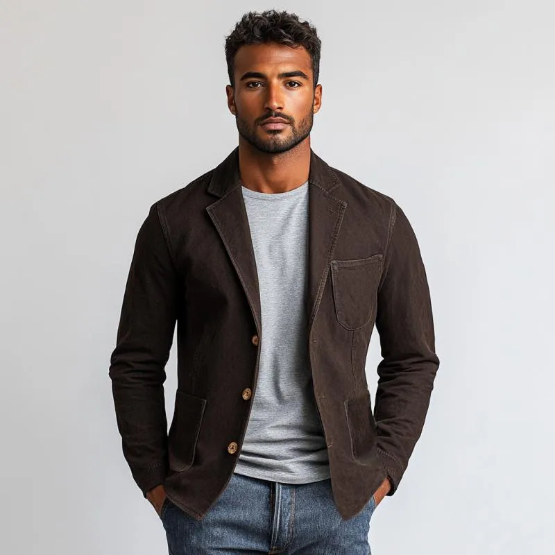 Men's Vintage Washed Distressed Single Breasted Multi-Pocket Blazer 44513044Y sold by Manly product image thumbnail 3